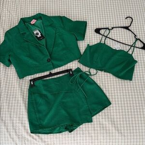 Green Women's 3-piece Skort Set